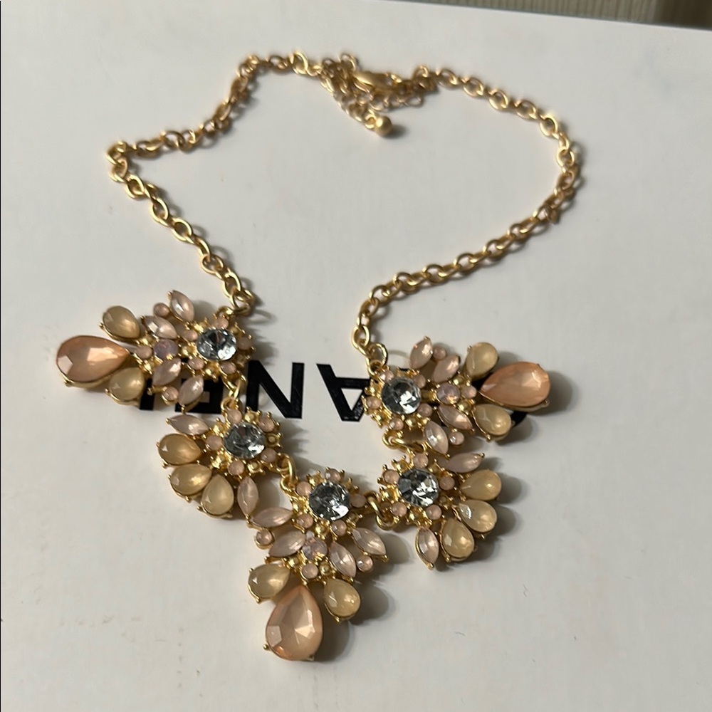 Chic Gold and Pink Floral Necklace